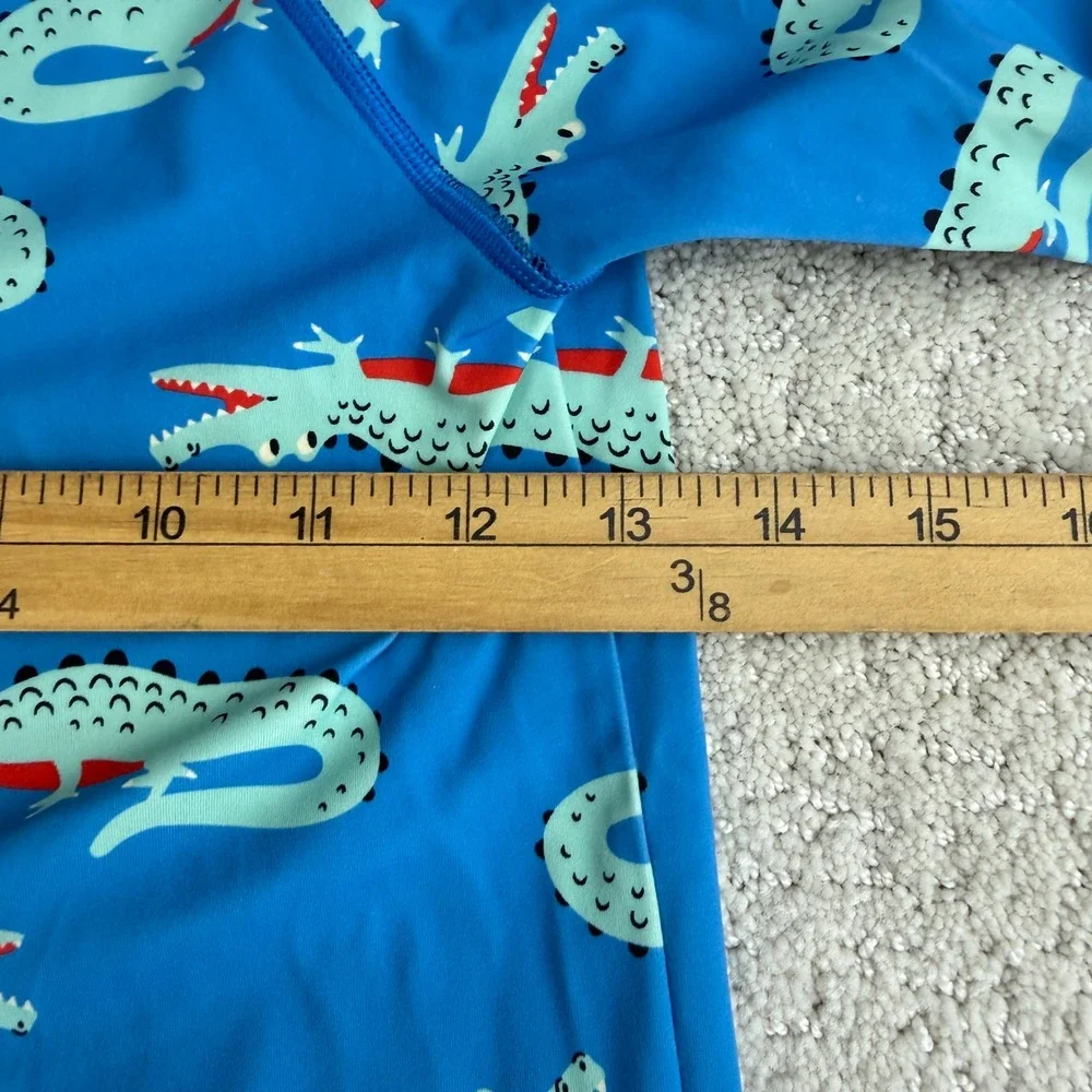Hanna Andersson Rash Guard Kids 8 Blue Crocodile Print Long Sleeve‎ Swim Top